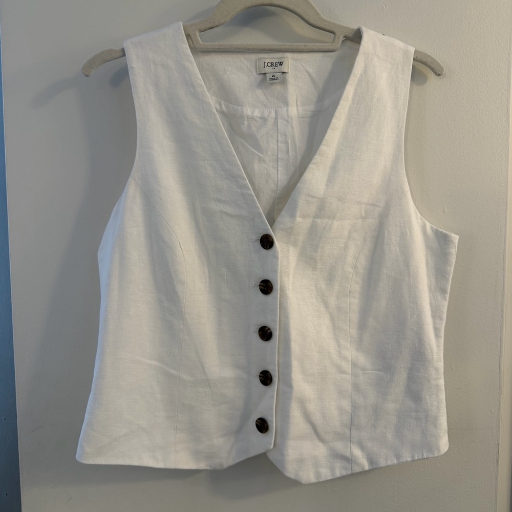 J. Crew Women's Cream Sleeveless Button-Down Vest